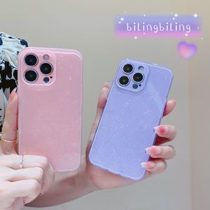 Fundas de lujo Premium Sense Ice Crystal Glitter Jelly Soft TPU Funda para iPhone 14 11 Pro Max 12 13 iPhone X XS Max XR Color sólido Cubierta de teléfono brillante