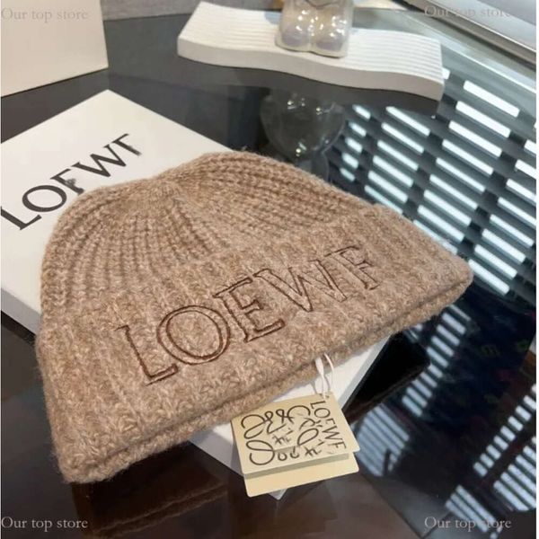 Luxury Cashmere El diseñador de sombrero de punto Loeewve Beanie Cap Winter Winter Wool Warm Hat 780