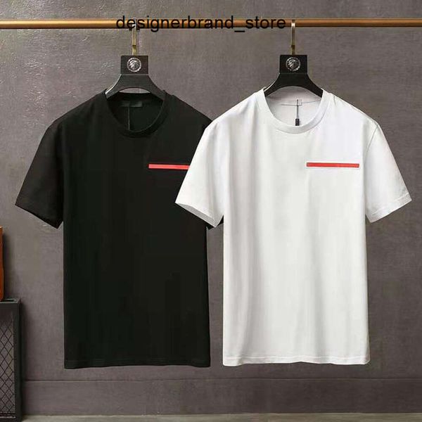Luxury informal para hombre Prad T Shirt New Wear Diseñador Manga corta 100% Algodón Algodón Alta Wholesale en blanco y negro Camiseta M 2XL Qbbi