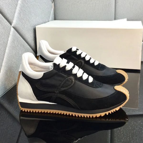 Chaussures décontractées de luxe Flux Runner en cuir authentique en daim confortable Chaussures de jogging Men Nylon Breatchable Salle de semelle en caoutchouc non glissant meilleure qualité chaussures unisexes