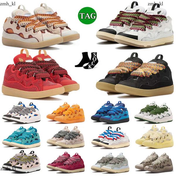 Chaussures décontractées de luxe Lanvine Chaussure en cuir Curb Sneakers Chaussures Designer Femmes Femmes Extraordinaires Casual Sneaker Calfskin Rubber Nappa Platforms Sole Mens Trainers 389