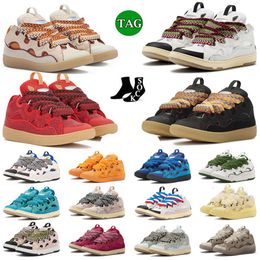 Sapatos casuais de luxo Lavin Couro Curb Sneakers Designer Sapatos Mulheres Extraordinárias Sneaker Casual Bezerro Borracha Nappa Platformsole Lanvinlies Mens Trainers