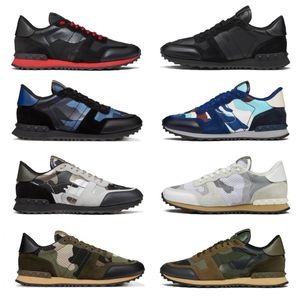 Scarpe casual di lusso RockRunner Uomo Donna Scarpe da corsa firmate In Camouflage Stud Triple Blu Nero Rosso Nero Bianco Beige Uomo donna Scarpe da ginnastica Sportive Sneakers