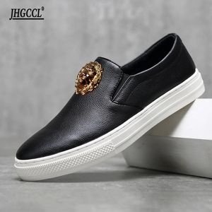Luxe casual witte schoenen Nieuwe Men Flat Shoes Luxe Designer Sneakers Leather Leisure Loafers Foreign Trade Leisure Shoes A16