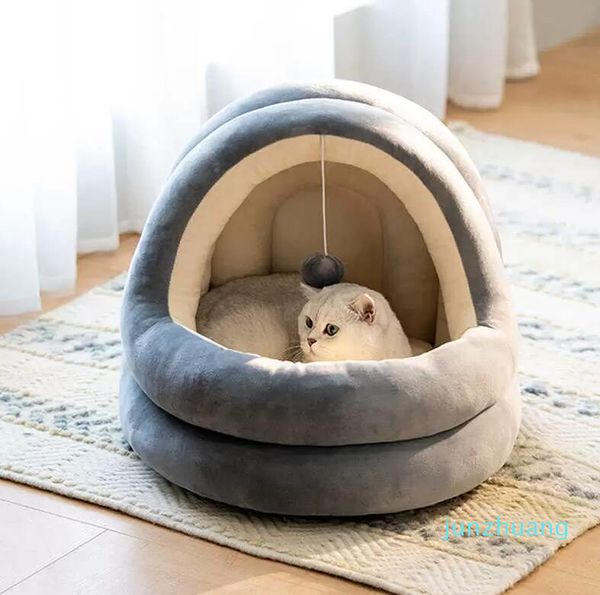 Cama cueva para gatos de lujo, tienda interior de microfibra para mascotas, cojín cálido y suave, casa acogedora, camas para dormir, nido para gatos, gatitos, perros pequeños y medianos 219249061 56