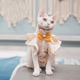 Robe de chat de luxe avec nœud papillon Sphynx chat Devon Rex Conis Costume de chat tenues de chaton Sphynx robe de chat vêtements de chat sans poils 240320