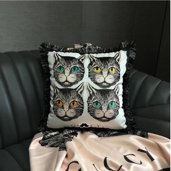 Luxury Cat Print Designer Decorative Throw Oreiller Fashion Classic Lettre G Cushion Home Textiles Sofa Cachemire Cachemire
