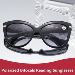 Gafas de sol de lectura bifocales polarizadas Cateye de lujo para mujer, gafas de presbicia, gafas de sol tipo ojo de gato, dioptrías + 1,0 a + 3,0