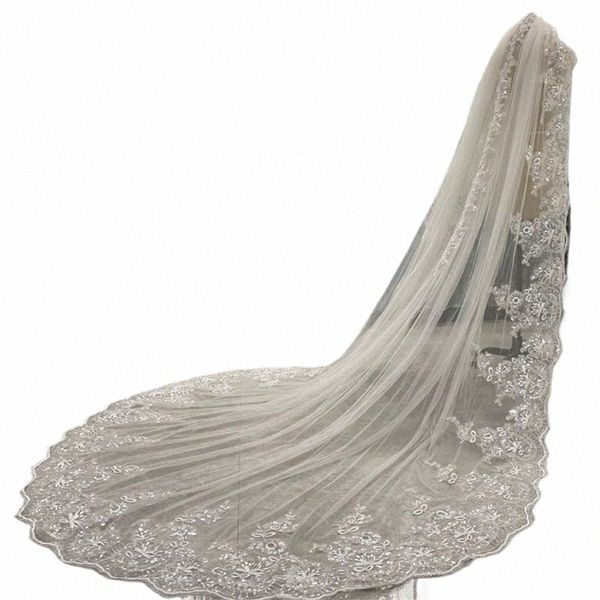 Longueur de luxe Longueur Veaux de mariée Une couche blanche ou ivoire 3. 5 mètres 4m 5m Vele de mariage lg pour la mariée avec peigne en métal j9me #