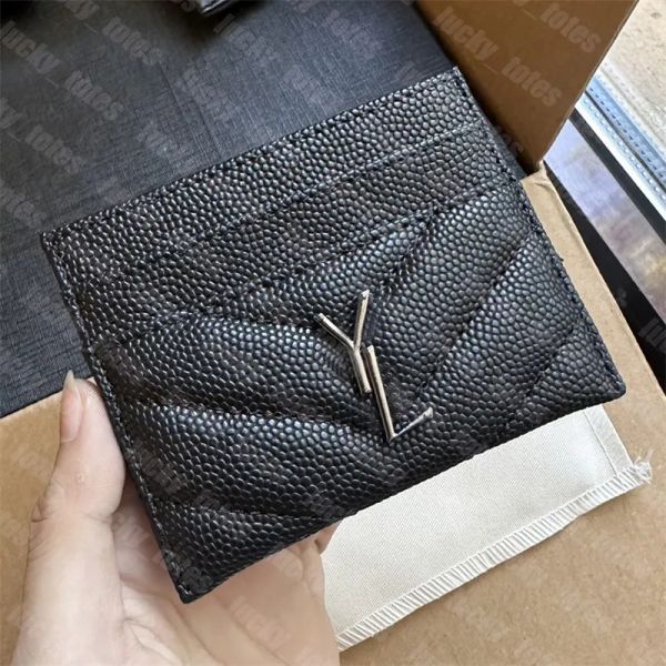 Titular de la tarjeta de caviar de lujo Diseñador Mini Monedero Carteras para hombre Lujos Mujeres Oro Negro Titular de la tarjeta Cubierta Cartera de cuero con caja Titulares de bolsillo