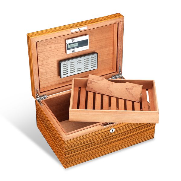 Boîte à cigares en bois de cèdre de luxe avec humidificateur hygromètre boîte à cigares de voyage mallette de rangement cadeau pour père vente directe d'usine
