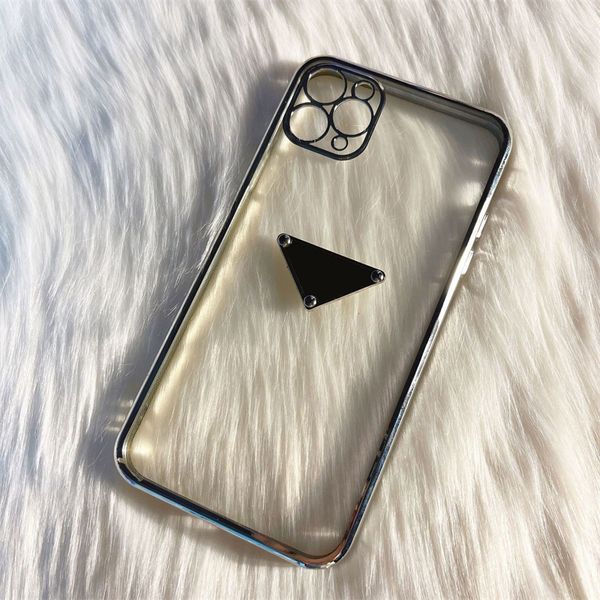 Etui de téléphone portable de luxe Etui IPhone Transparent Designers Triangle Plaqué Cadre Pour IPhone14 Pro Max Plus 13promax 12 Mini Xs Xr 7 8p