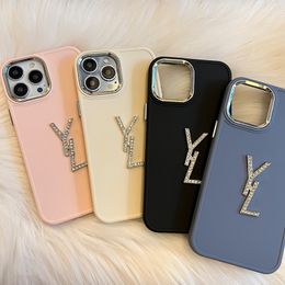 Cas de téléphone portable de luxe Designer Golden Diamond Letters Case pour iPhone 14 Pro Max Plus 13 12 11 Mode Rose Bleu Phonecase Cover Shell