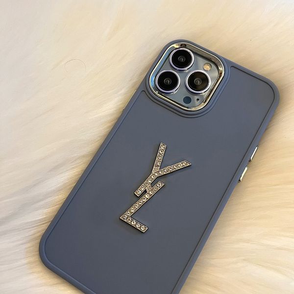 Cas de téléphone portable de luxe Designer Golden Diamond Letters Case pour IPhone 14 Pro Max Plus 13 12 11 Mode Rose Bleu Phonecase Cover Shell Hot