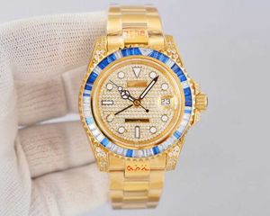 Luxe keramische roterende bezel R Luminous O polshorloges L 40 mm * 13 mm E 904L X Diamond Automatic Waterproof High quality iced Movement gift 2p