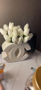 Vase en céramique de luxe en forme de logo classique, vase blanc de style INS, vase floral haut de gamme, style crème, décoration de table à manger nordique, ornements d'entrée de maison