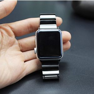 Luxury Ceramic Watchband for Apple Watch 38mm 42mm Butterfly Buckle Chain Style Bracelet Band With Adapters for iwatch