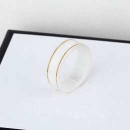 Bague en or de luxe en céramique pour femmes hommes bague de créateur bagues pour hommes bande g lettre noir blanc bijoux de couple cadeau d'anniversaire