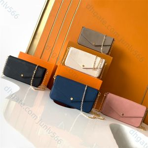 Cartera de cadena de lujo, bolso de hombro, diseñador de alta calidad, conjunto de tres piezas de monedero, bolso cruzado, bolso de mano, bolso de cuero, bolso de mano, bolsos de mano, billeteras al por mayor