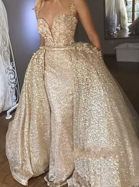 Luxe Champagne Avondjurken Met Afneembare Rok Formele Vrouwen Vakantiekleding Celebrity Party Jurken Plus Size Custom Made CG001