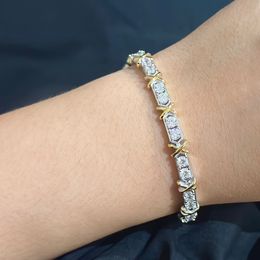 Bracelet à breloques de luxe Schlumberger marque Designer S925 en argent Sterling croix breloque Zircon chaîne Bracelet pour femmes bijoux avec boîte cadeau de fête