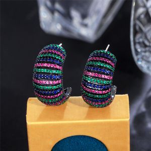 Charme de luxe Caterpillar Designer Stud Boucles d'oreilles pour Femme Fête Amérique du Sud Coloré AAA Cubic Zirconia Cuivre Diamant Argent Femmes Boucles D'oreilles Bijoux Cadeau