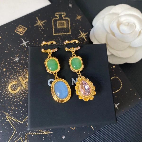 Charme de luxe Gem boucle d'oreille or Designer Stud bijoux mode goutte d'eau pendentif boucles d'oreilles boutique romantique anniversaire saint valentin cadeaux de mariage -3