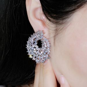 luxe stud designer oorbel voor vrouw diamant AAA zirconia Zuid-Amerikaanse koper 18k goud Koreaanse parel zilveren oorbellen dames bruiloft verloving sieraden cadeau