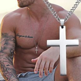 Collier croix religieuse à breloques de luxe pour hommes, couleur or, pendentif Cool Hip Hop avec chaîne, bijoux cadeaux