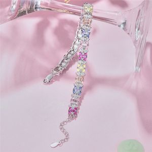 Luxe Bedel S925 Sterling Zilveren Ketting Armband Ontwerper voor Vrouw Kleurrijke 5A Kubieke Zirconia Vrouwen Armbanden Diamanten Kettingen Sieraden Valentijnsdag Geschenkdoos