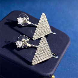 Breloques de luxe bijoux de bal mode plaqué argent géométrique Triangle boucles d'oreilles Couple mariage luxe boucle d'oreille accessoires Vogue bijoux exquis