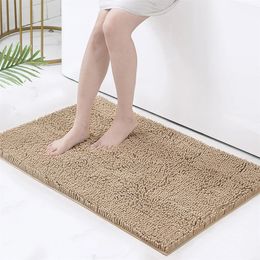 Tapis de luxe en Chenille, absorbant, doux, en peluche, lavable en Machine, antidérapant, pour salle de bain, adapté aux baignoires et aux douches, 240111