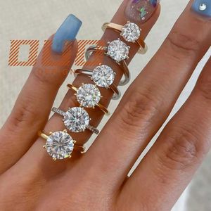 Anillo de compromiso de moissanita elegante de lujo oro 9k 10k 14k 18k 2ct moissanita blanca vvs anillo de bodas de diamante anillos solitarios