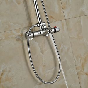 Válvula de ducha termostática de baño de lujo Válvula de ducha de doble manija de ducha de baño con ducha de mano