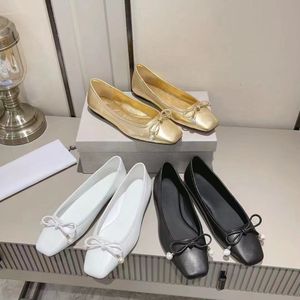 Luxe klassiek gloednieuw product vlinder parel platte bodem balletschoenen geïmporteerde schapenvacht lederen damesschoenen minimalistisch design banketschoenen