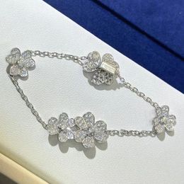 Bracelet de trèfle classique de luxe bijoux de créateur pour femmes argent brillant cristal bling diamant VAN marque design quatre feuilles fleurs chaîne bracelets bracelet
