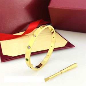Luxe Klassieke Designer Armband Liefde Bangle Mode-sieraden Unisex Diamanten Manchetarmband Paar Bangle 18K Gouden Sieraden Valentijnsdag Cadeau voor dames heren