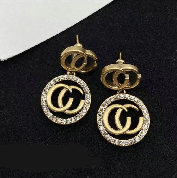 Luxe Classique Designer Boucles D'oreilles Lettres Stud Eardrop Rond Géométrique Célèbre Femmes Cristal Strass Cristal Perle Partie Cadeau 20 Style