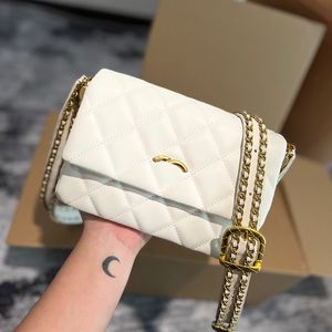 Luxury Classic Flap Mini Diseñador Crossbody Bag Lady Letter Doble Letter Cadena de oro Acolchado Bolso de hombro negro Vintage Bolso de cuero de cuero blanco de alta calidad