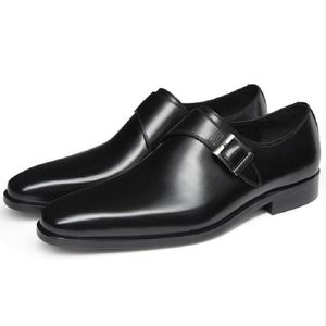 Luxe klassieke heren trouwjurkschoenen zwart bruin lederen monnik buckle riem puntige teen oxford loafer schoenen voor mannen da66