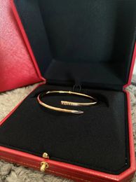 Pulsera de uñas clásica de lujo, pulsera de diseñador, brazalete unisex de moda, joyería de oro, regalo del Día de San Valentín