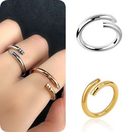 Luxe klassieke nagelringontwerper liefde ring mode unisex manchet ring paar bangle gold ring sieraden valentijnsdag cadeau