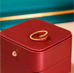 Luxe klassieke nagelringontwerper ring mode unisex manchet ring paar bangle gouden ring sieraden valentijnsdag cadeau