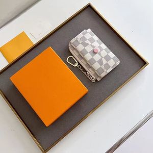 Porte-cartes à carreaux classique de luxe haut look niveau dames mignon portefeuille Double pli concepteur porte-cartes de crédit portefeuille avec boîte sac à cartes