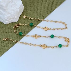 Luxury Classic Simple Designer Cabecillo de gargantilla para mujeres TB Barabs verdes Link Cadena Cartas de vela de vela Gótica Cabro de collar Joya