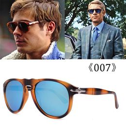Luxury Classic Vintage Steve Daniel Craig Style Polarise Sunglasses Men de conception de la marque Glasse de soleil OCULOS 649 Ray-Blue266a