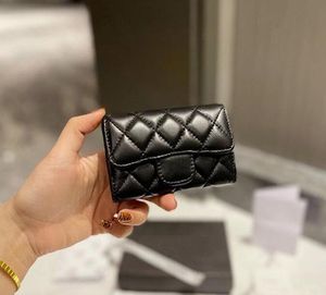 Luxe classique femmes sac marque mode portefeuille en cuir multifonctionnel en cuir porte-carte de crédit caviar surface