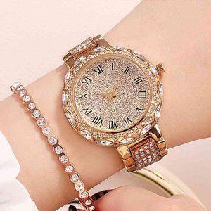 Luxe klassieke vrouwen kijken diamanten horloge dames roségouden horloge staalband quartz polswatch reloj mujer