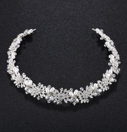 Luxury Clear Crystal Bridal Hair Vine Pearls Mariage Hair Bijoux Accessoires Head Piece Femmes Pageant JCG0248211696