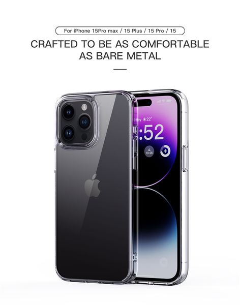 Coque de téléphone de luxe transparente Vogue pour iPhone 15 Pro Max, robuste, protection complète, souple, pare-chocs, coque arrière transparente mate, résistante aux chocs, compatible avec le chargement sans fil